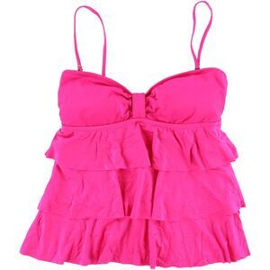 Kenneth Cole Womens Tiered Bandeau Swim Top, darkpink, M